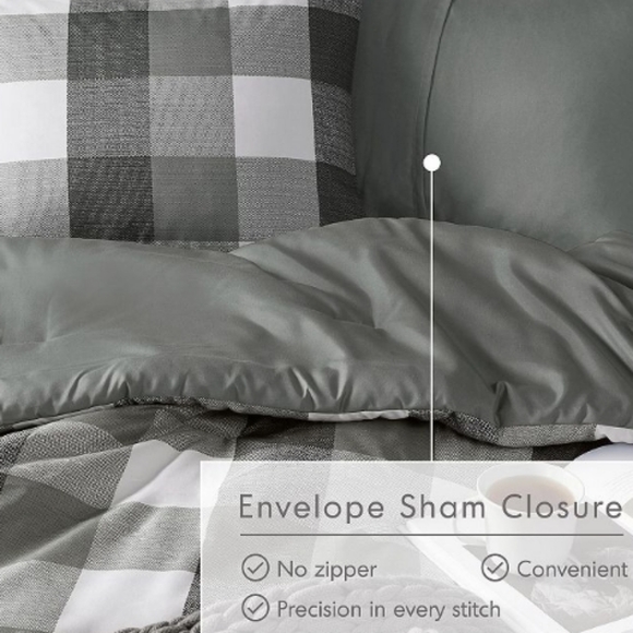 Design-3PC Jonah Plaid Check Print Comforter Set (King size/Blue) - Picture 7 of 10